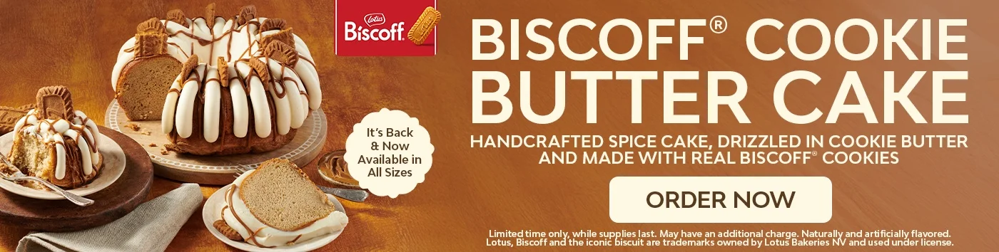 Biscoff Cookie Butter Cake. Handcrafted spice cake, drizzled in cookie butter and made with real Biscoff cookies. Available in all sizes. Pickup and Delivery available in Fishers!