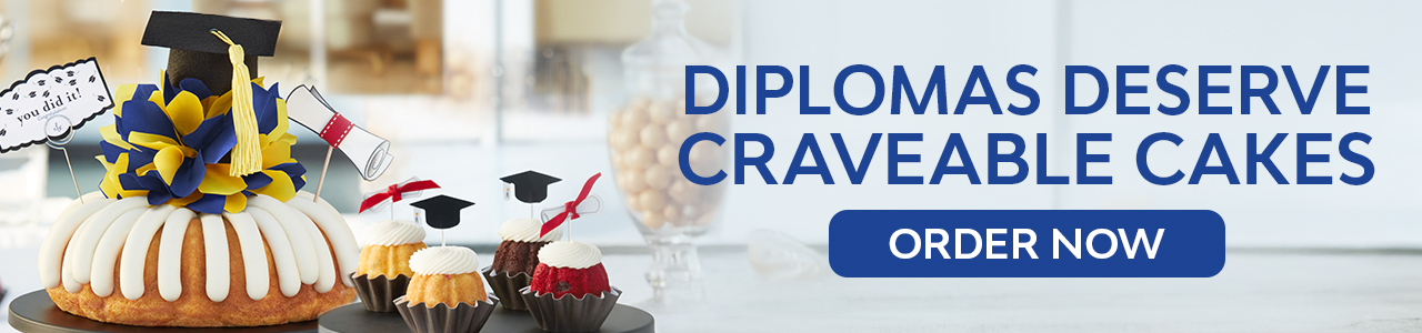 Diplomas deserve craveable cakes! Celebrate your grad with a Bundt Cake! 