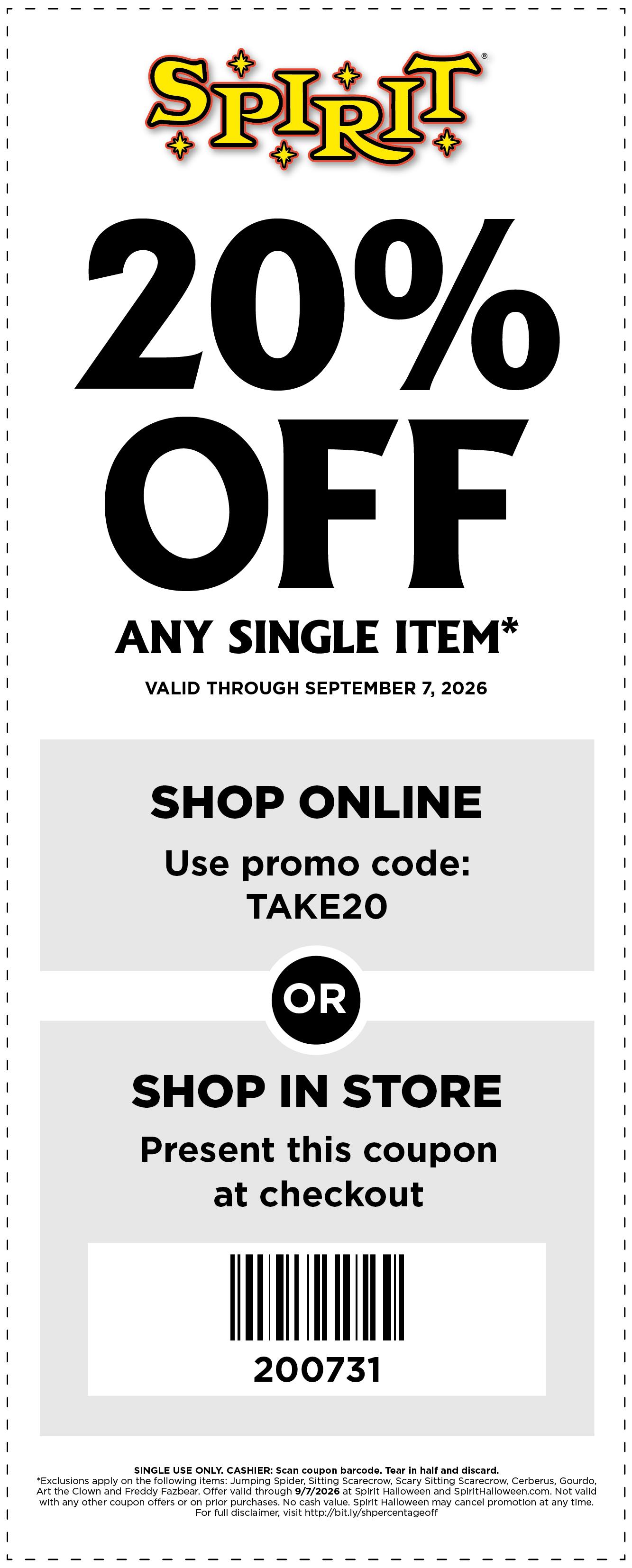 20% Off Any Single Item